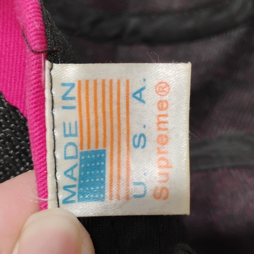 SALE! RARE Supreme Authentic Magenta Cotton Brown Leather Label Snap Closure Hat - Picture 8 of 11